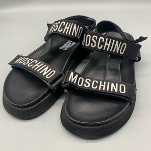 Moschino Men's Logo Black Grip Strap Sandals Size 41 Men’s 8